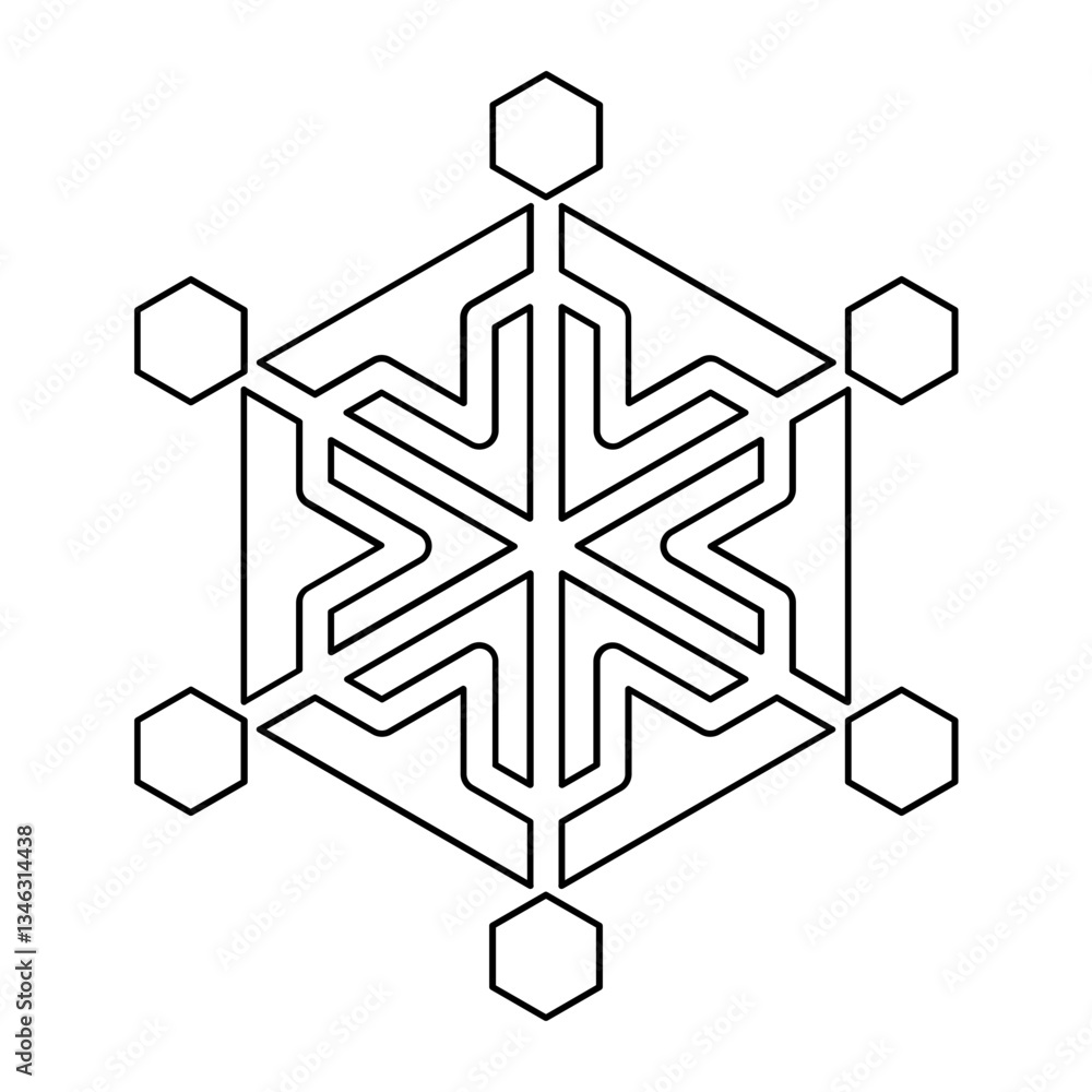 Poster snowflake icon in line style