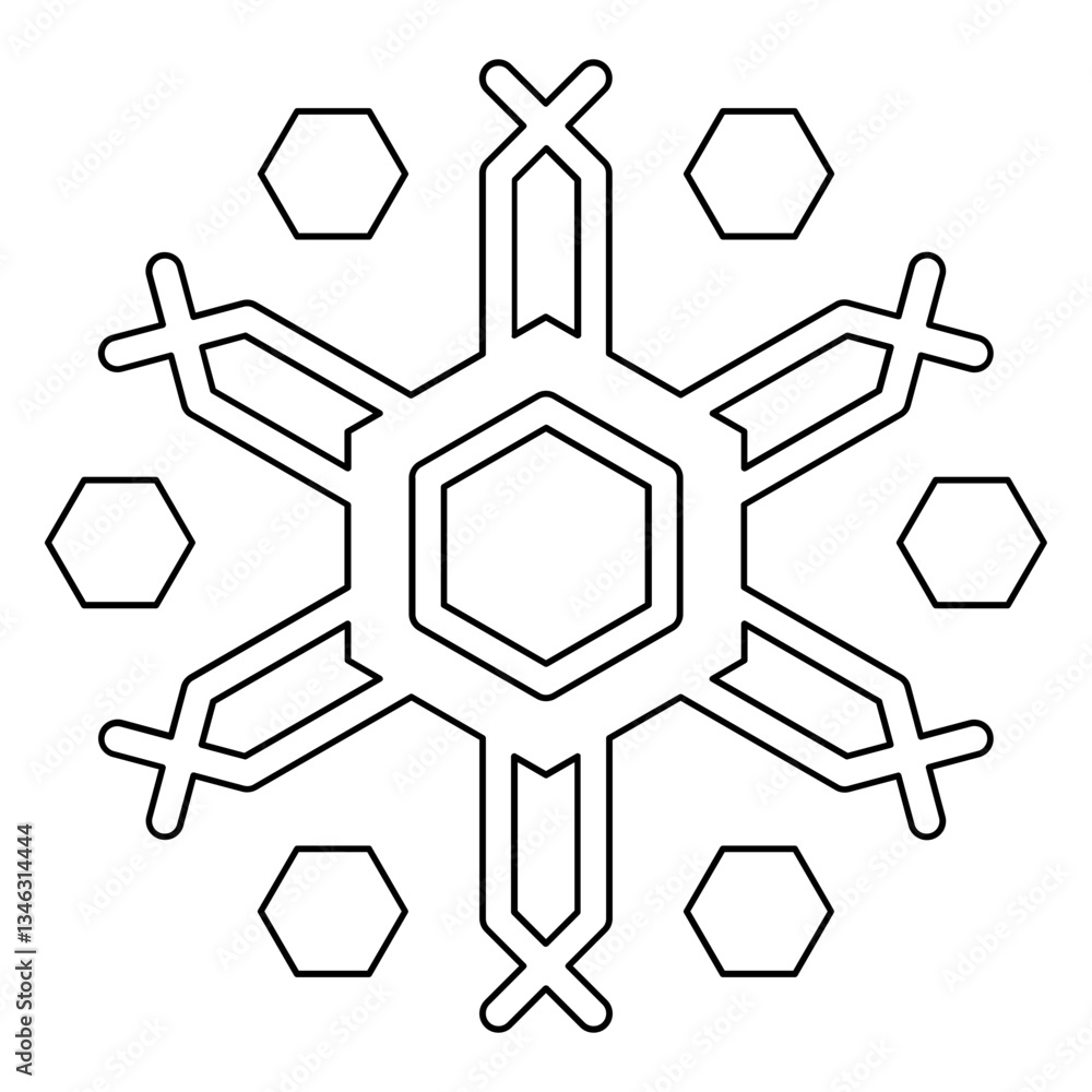 Poster snowflake icon in line style
