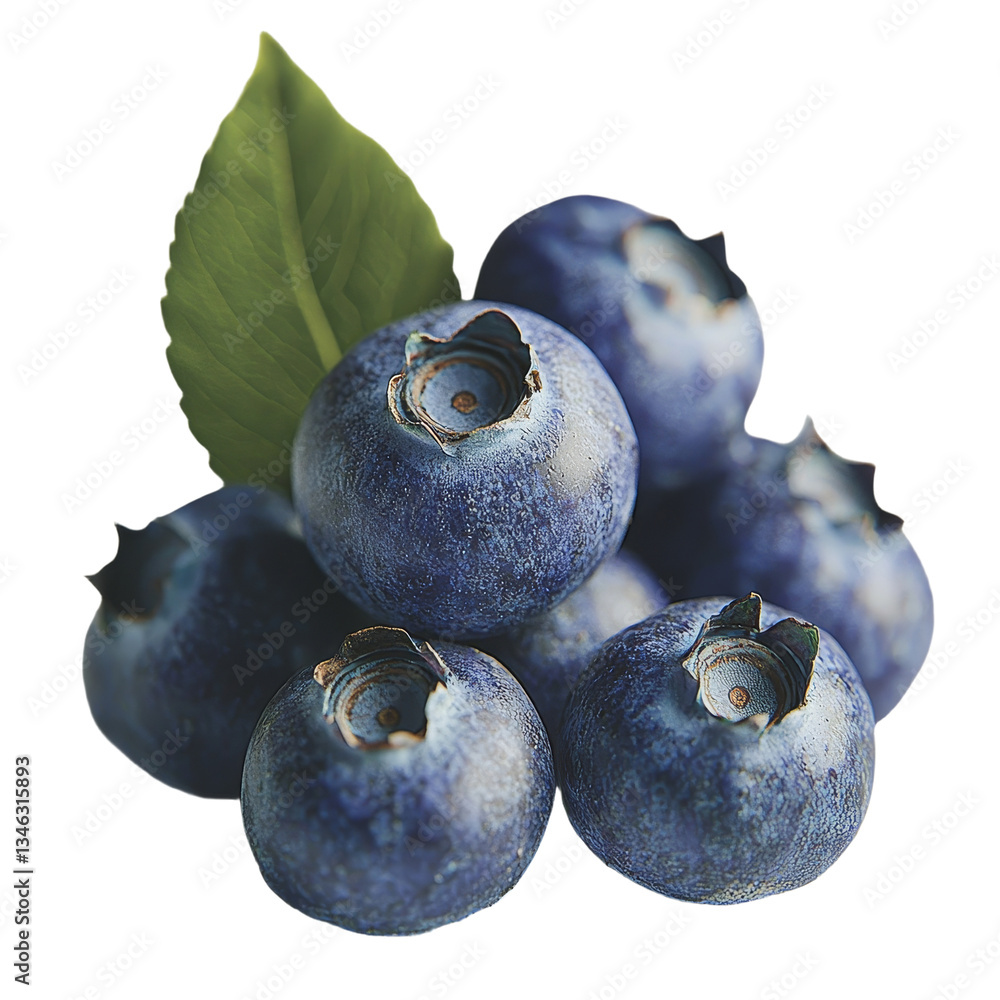Poster Blueberry against a transparent backdrop created with generative stock