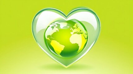 Obraz premium Green Earth Globe in Heart Shape Eco Friendly Design love care lime life hope world image