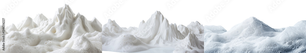 Poster The image of colorful soap foam and bubbles is isolated on a white background and comes with a clipping path