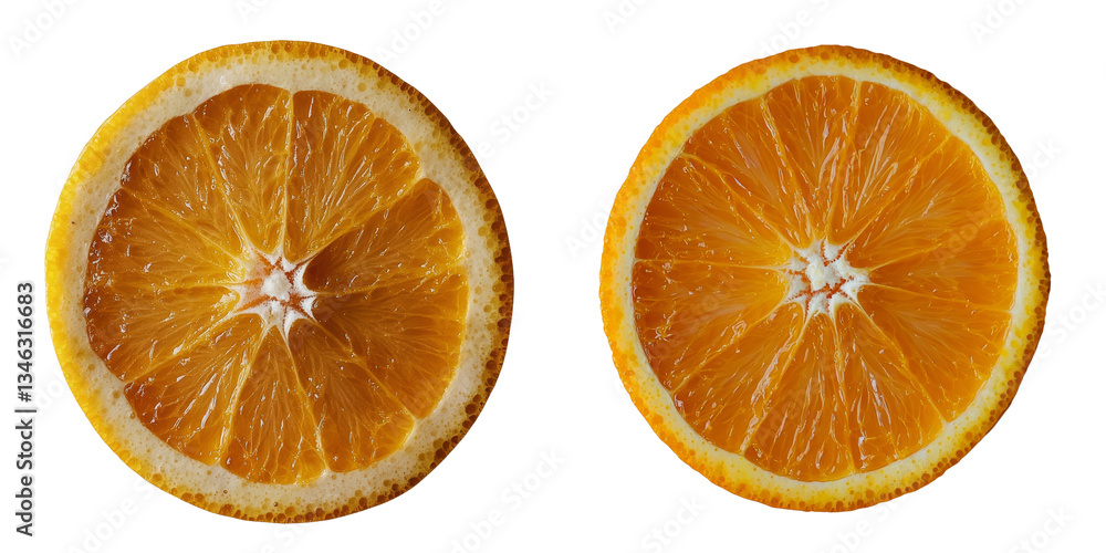 Fototapete Transparent background with isolated orange slices made using generative AI
