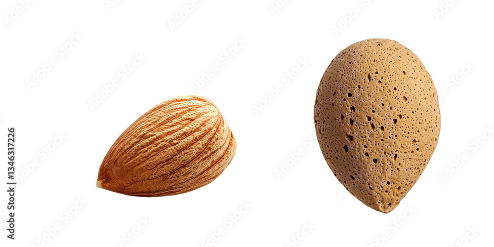 Aufkleber an almond standing alone on a clear background was generated using ai