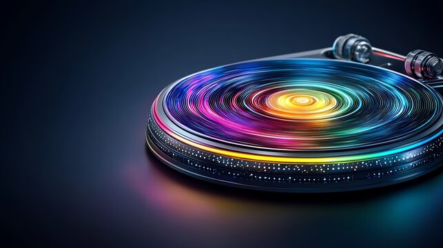 Abstract Colorful Turntable with Luminous Swirling Patterns
