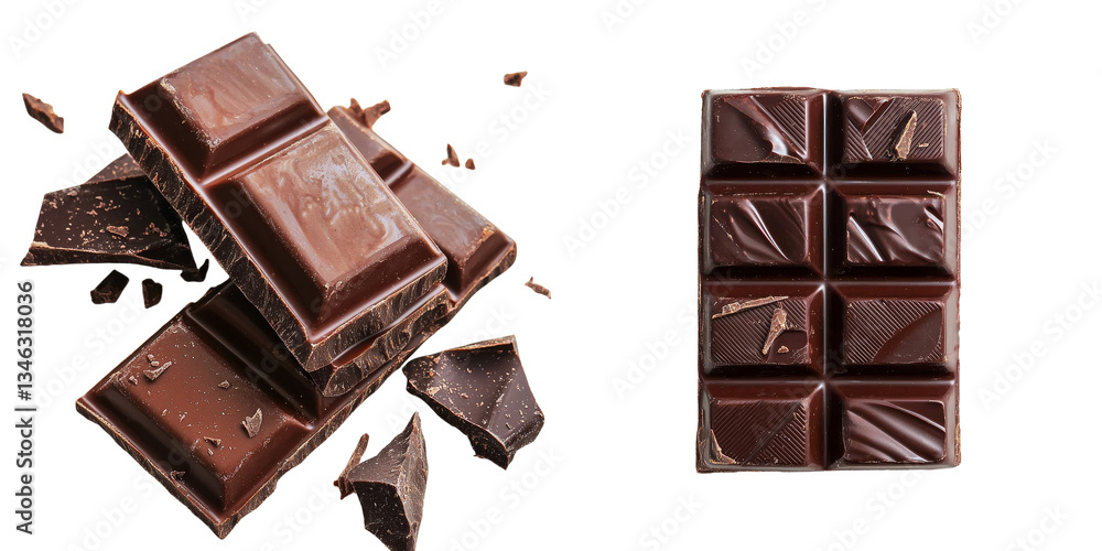 Aufkleber The image of a chocolate bar, isolated and on a transparent background, was created using Generative Ai