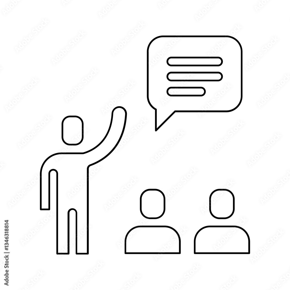 Poster presentation icon in line style