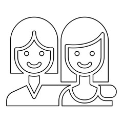 Lesbian couple icon in line style