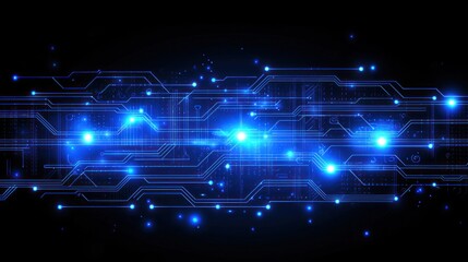 Obraz premium Abstract Digital Circuitry: Glowing Blue Network
