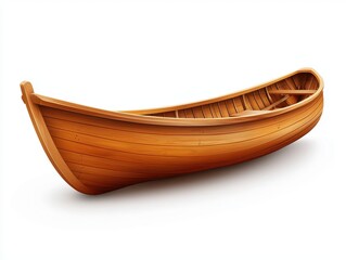 Elegant Wooden Boat on a White Background Ideal for Design or Illustrations in Nature and Adventure Themes