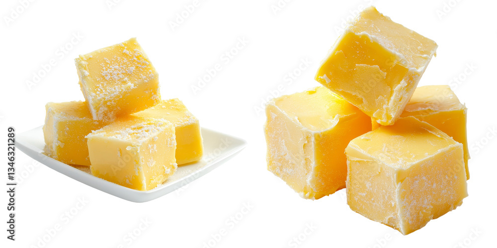 Poster Isolated butter on a transparent background is the subject of a generative AI creation