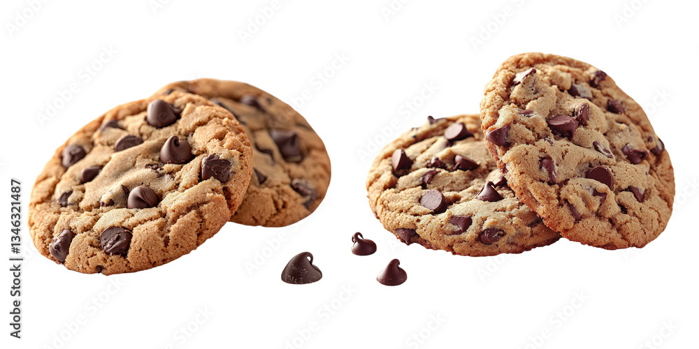 Poster stock image of an isolated chocolate chip cookie on a transparent background
