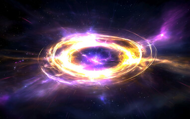 Obraz premium Abstract Space Portal with Cosmic Energy Ring in Deep Space Galaxy