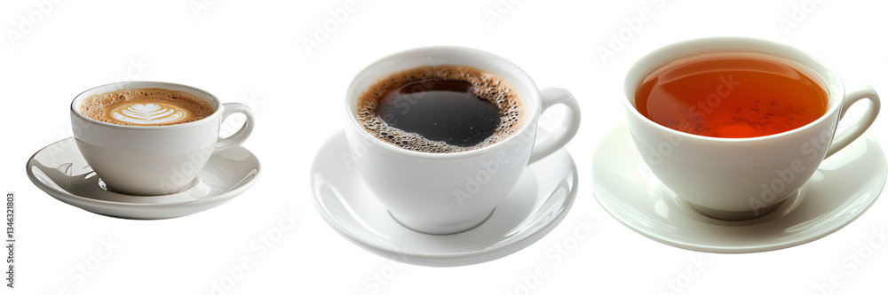 Poster A transparent background provides the setting for a cup of tea, generated as an isolated entity by AI