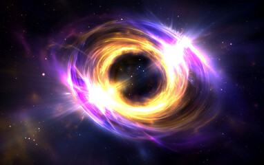Obraz premium Abstract Black Hole in Space with Glowing Light and Starfield