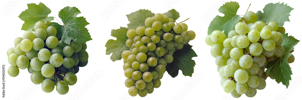 Poster On a transparent background, an image of fresh green grapes has been created using generative ai