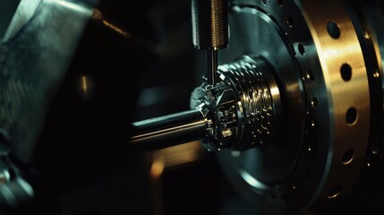 Fototapeta premium Precision Machining: A Close-Up of Industrial Metalworking