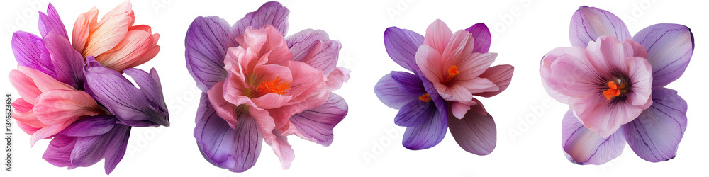 Poster On a transparent background, a single purple crocus is shown, having been generated using stock