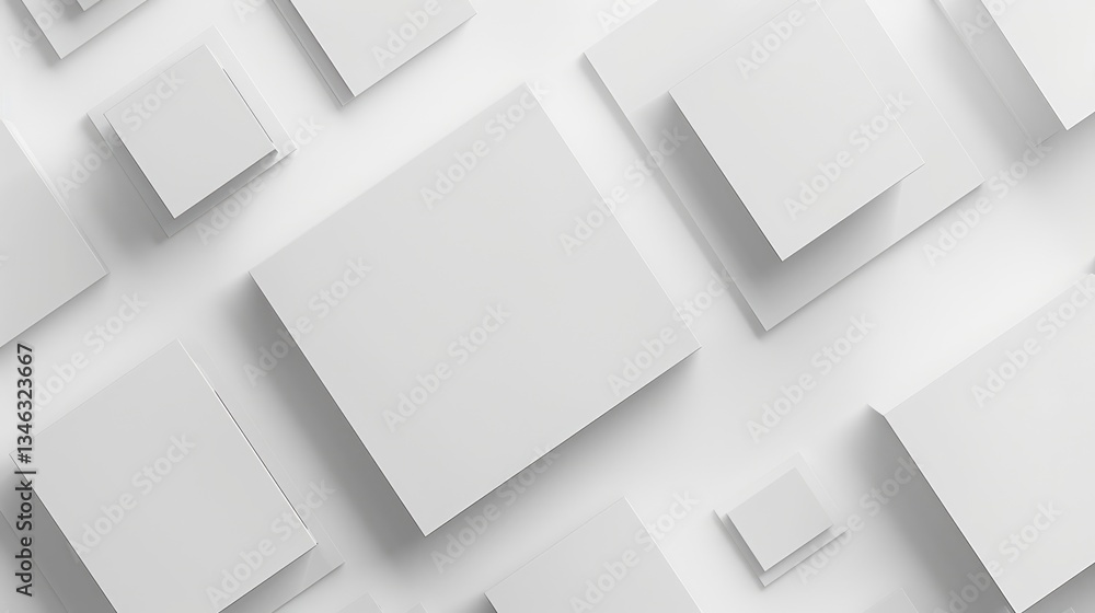 Poster 3d abstract geometric cubes on a white background. abstract artwork of 3d rendering artwork of cube 