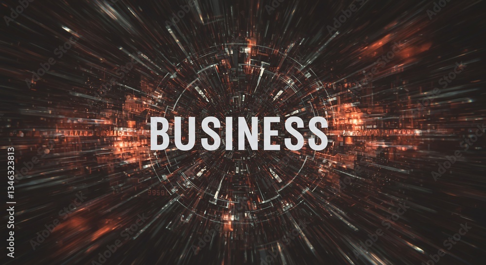 Poster digital business: a dynamic graphic design featuring the word 