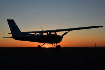 Aircraft with sunset