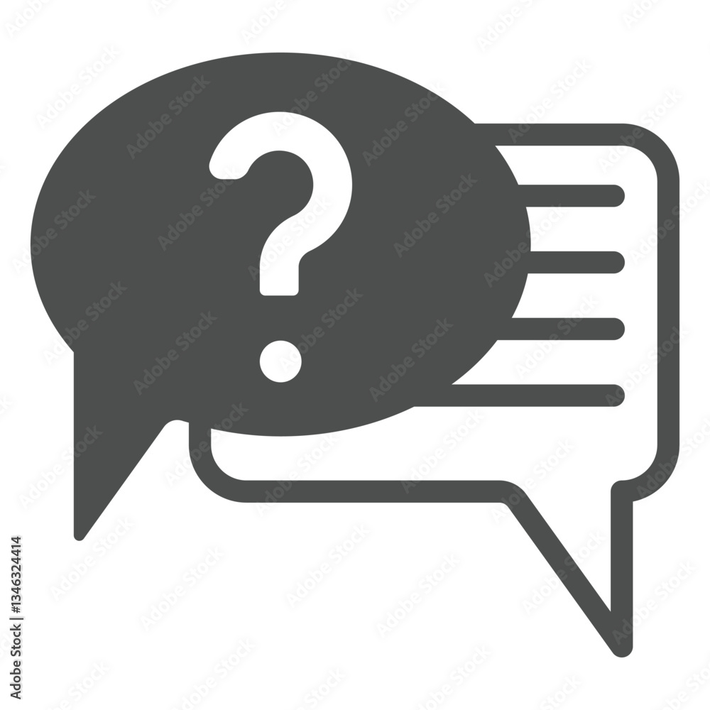 Poster dialog with question mark bubble solid icon, psychology concept. vector graphics. ask and answer clo