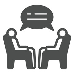 Psychologist man and client solid icon, family psychology concept. Vector graphics. Private conversation, human on chair sign on white background, glyph style icon for mobile or web design.