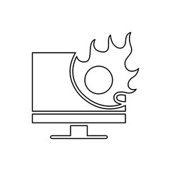 Watching sport on TV icon in line style