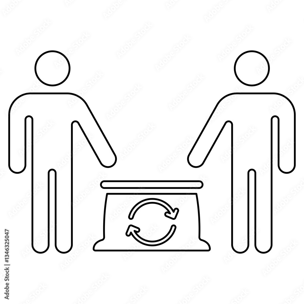 Poster recycle garbage icon in line style