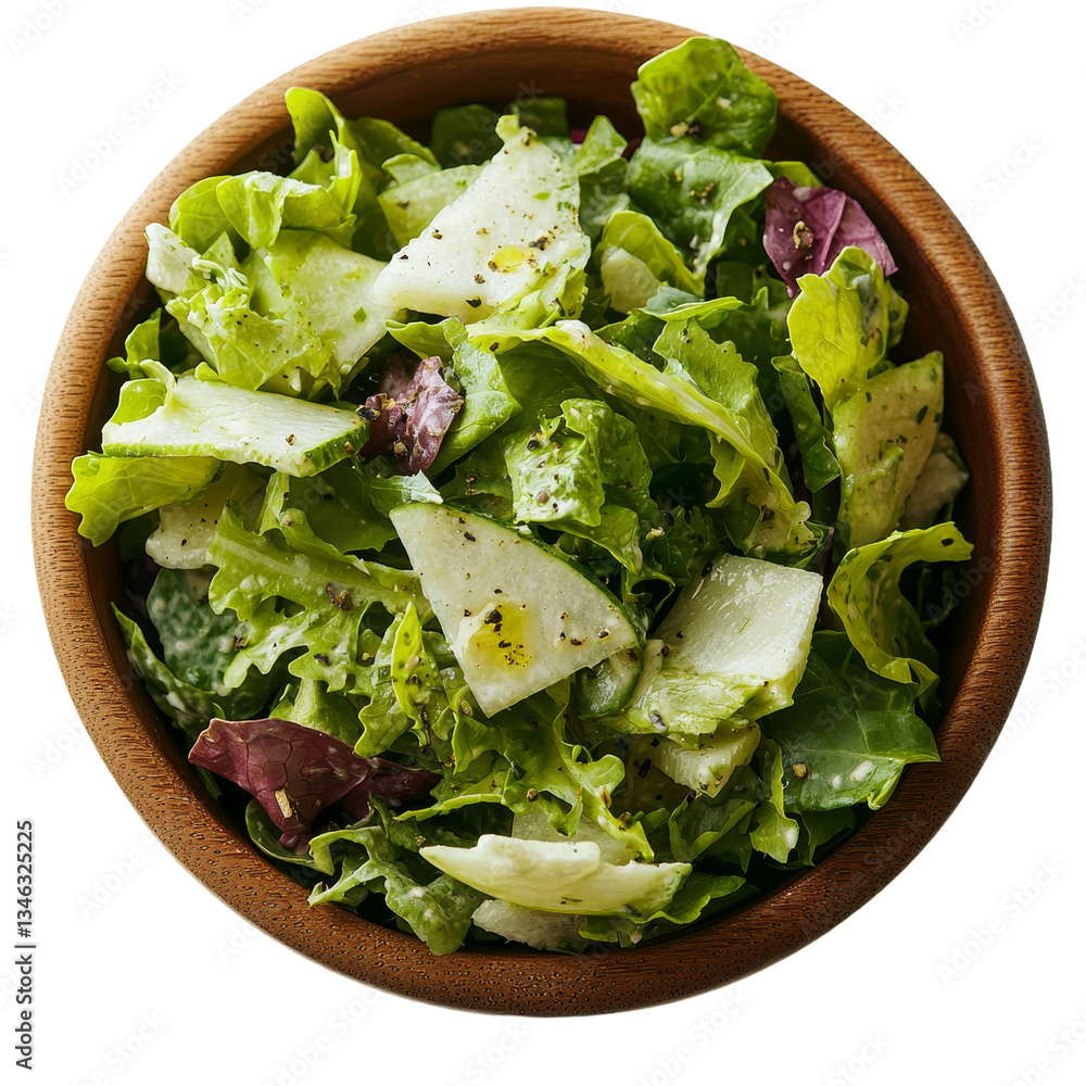Poster green salad against a transparent backdrop, an image produced by generative stock