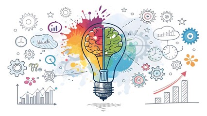 Colorful Light Bulb Concept Innovation, Business, and Ideas V8