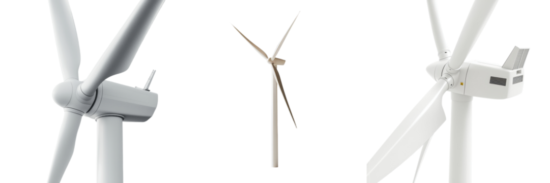Isolated wind turbines with a transparent background generated by AI technology