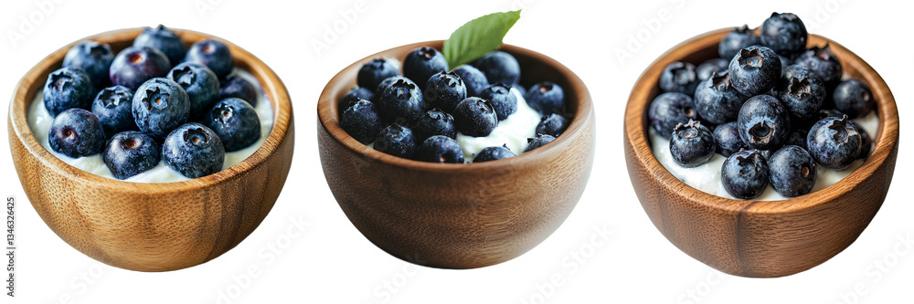 Leinwandbilder yogurt topping featuring blueberries isolated against a transparent background using generative ai