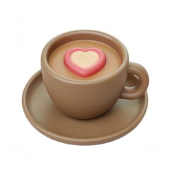 Coffee shop theme, A cozy cup of coffee with a heart-shaped foam design on top.