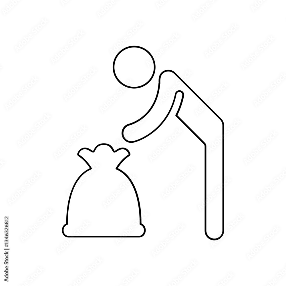 Poster garbage bag icon in line style