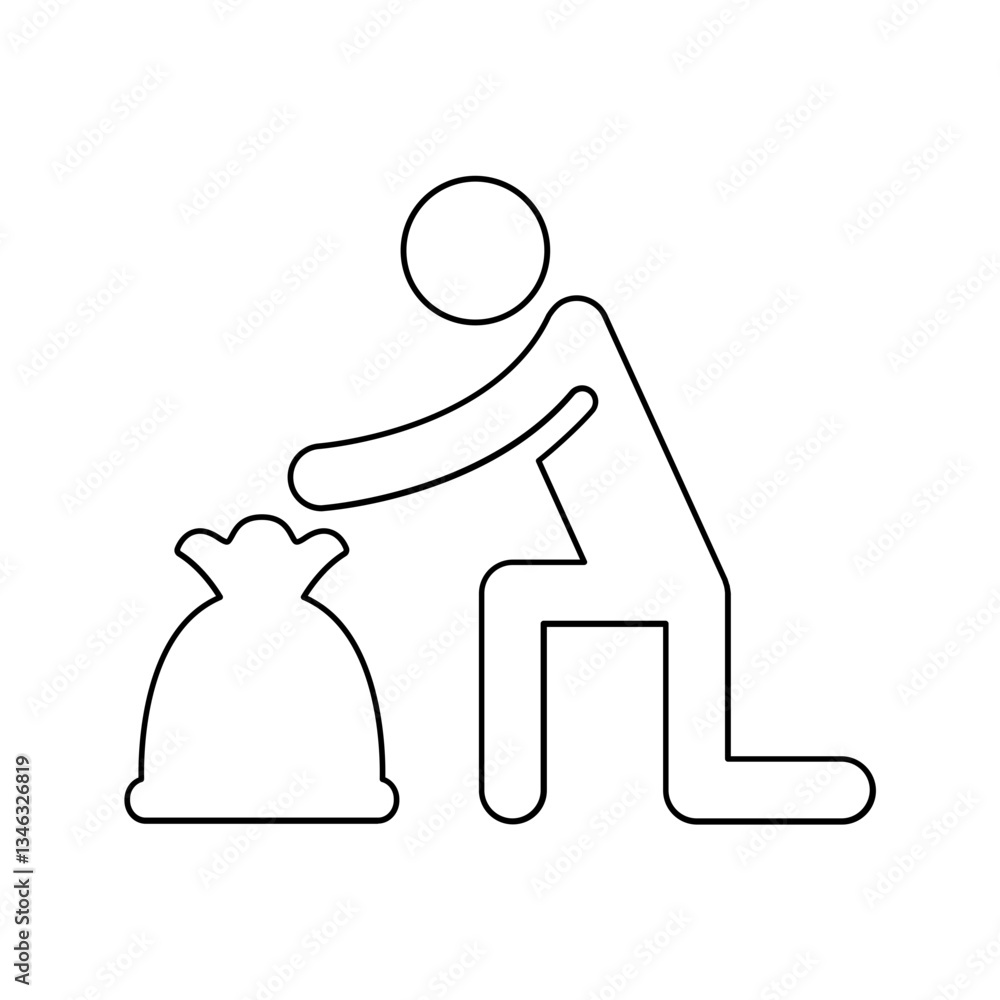 Poster garbage bag icon in line style