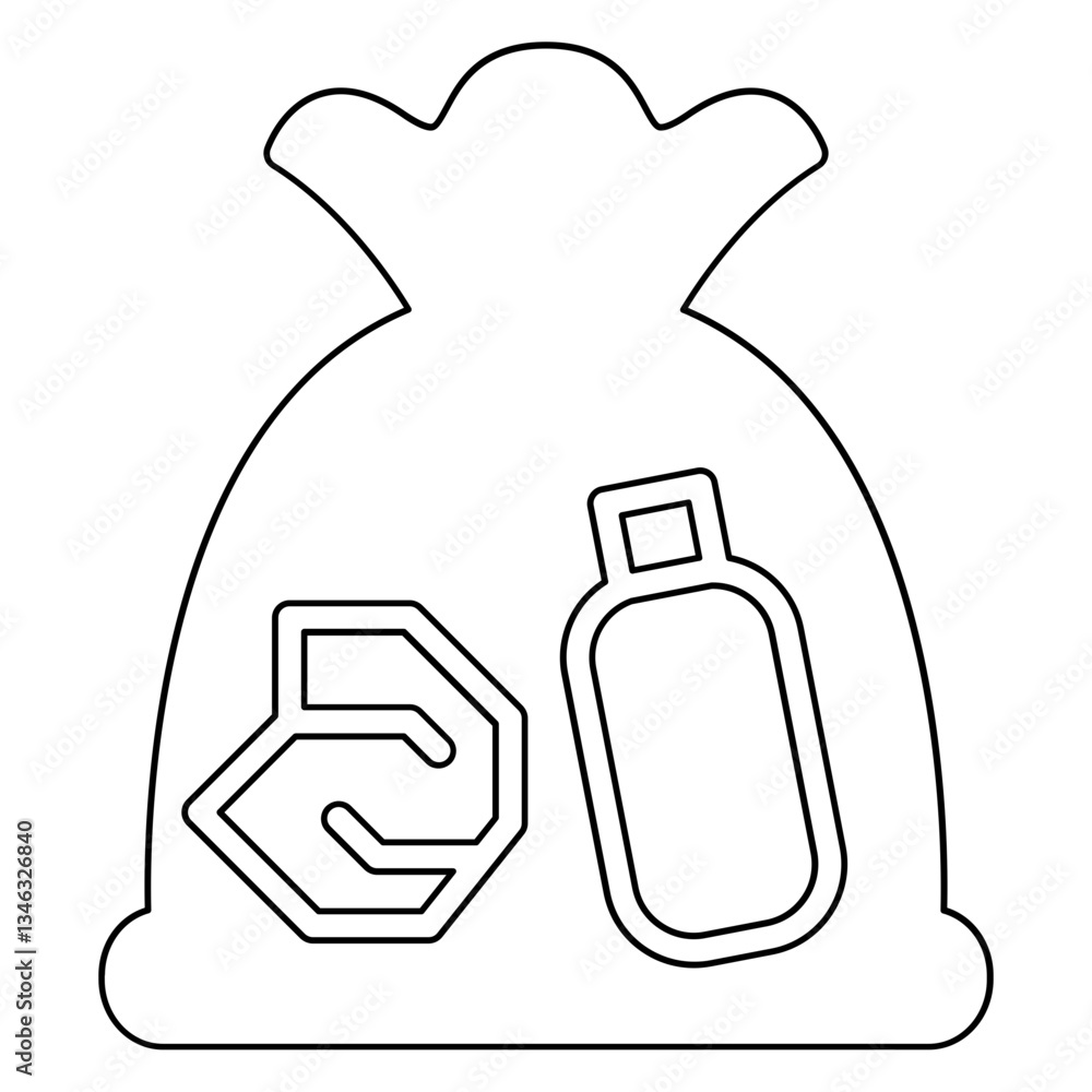 Poster garbage bag icon in line style