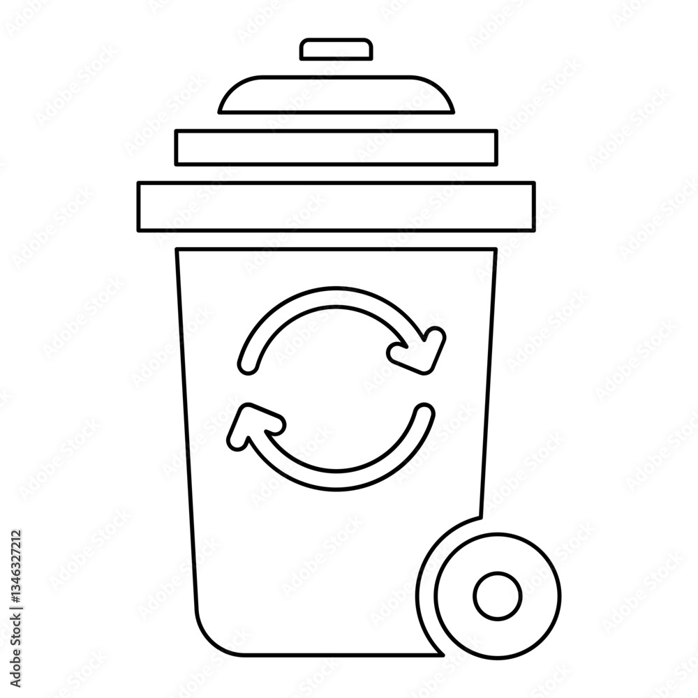Poster recycle garbage bin icon in line style