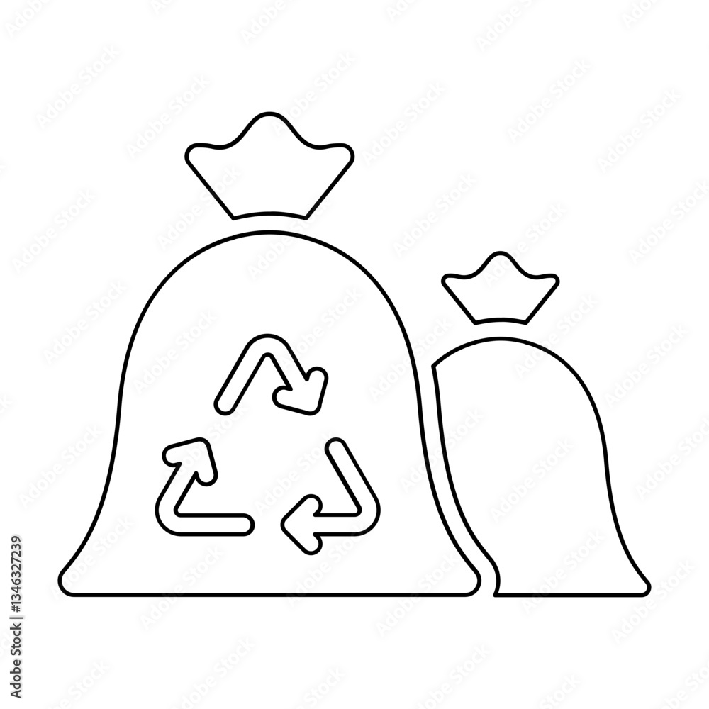 Poster recycle garbage icon in line style