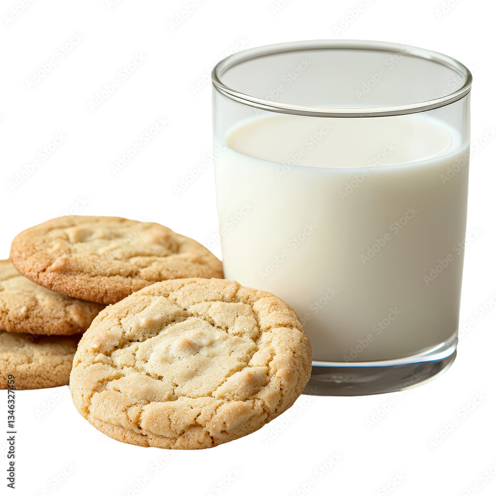 Poster Milk and cookies are depicted in isolation on a transparent background using Generative Ai