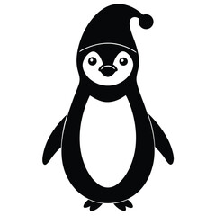 a cute penguin wearing a santa hat