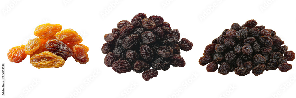 Poster a transparent background isolates raisin fruits in an image generated by generative ai technology