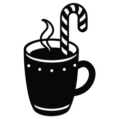 cozy christmas mug with steam and candy cane