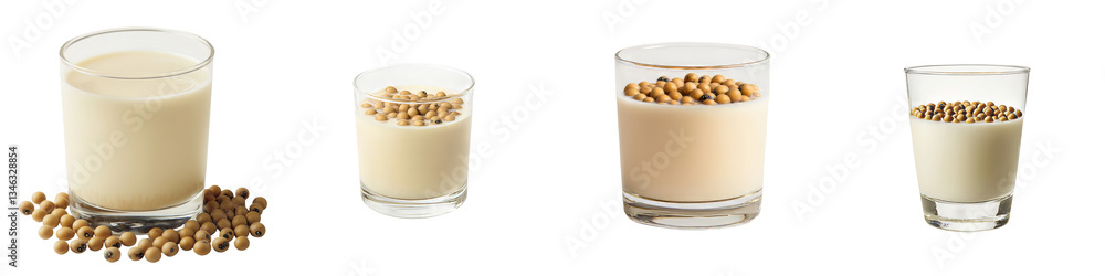 Poster Isolated soy milk on a transparent background is a creation of Generative Ai