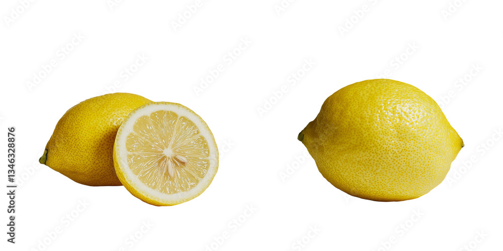 Poster on a clear background, a lone lemon fruit is prominently displayed, courtesy of generative ai techno