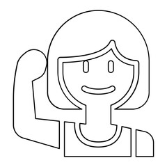 Strong woman icon in line style