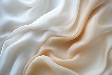 Obraz premium Soft, flowing fabric in a gentle ombre of cream and beige, a whisper of elegance and serenity, showcasing a delicate texture and subtle color transition.