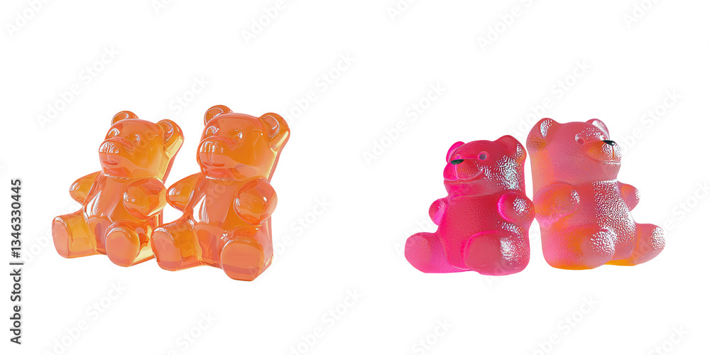Poster Generative Ai has isolated jelly gummy bears on a transparent background