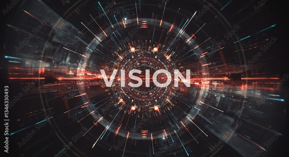 Poster vision: modern digital composition with the word 