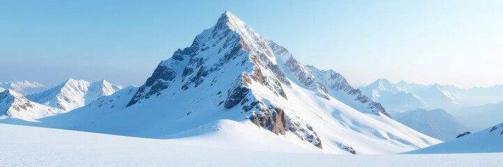 Fototapeta premium Snow-covered mountain peak isolated in frozen wilderness, peaceful, isolated, cold