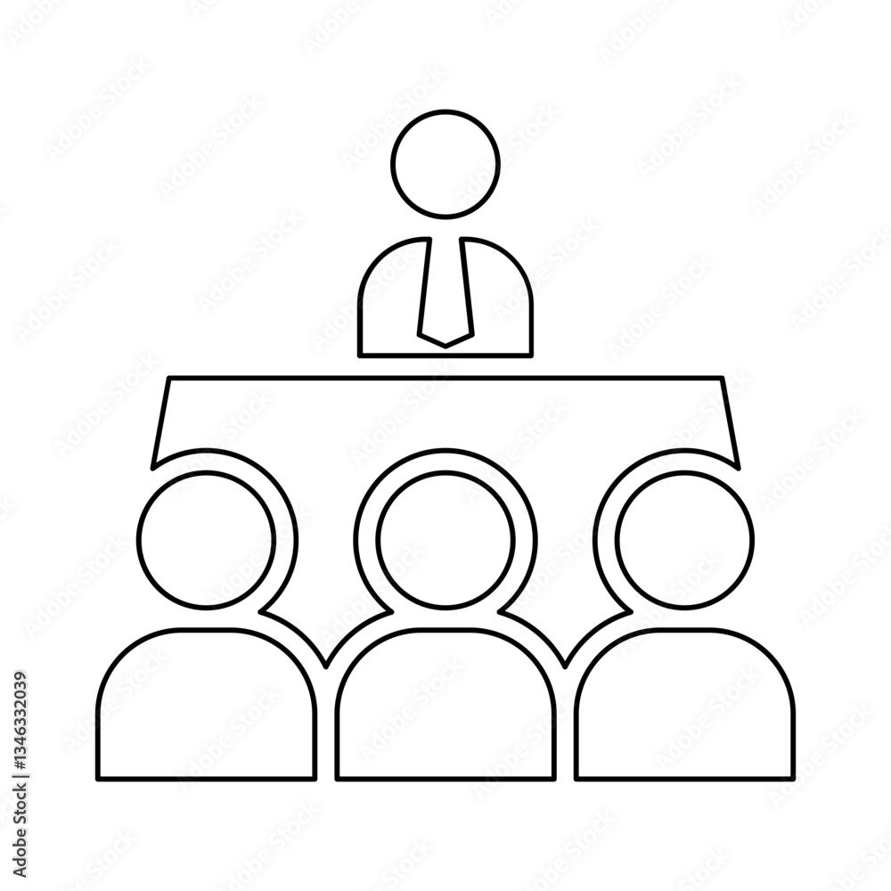 Poster interview icon in line style